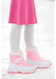 Resim Kiko Kids Magic Cırtlı Kız Çocuk Kar Botu Pembe - Beyaz Pembe - Beyaz 
