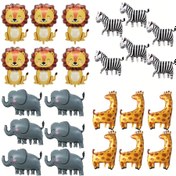 Resim 6 adet Karikatür Orman Hayvan Balon Seti - Aslan, Fil, Geyik, Zebra - Renkli Alüminyum Film, Hayvan Temalı Doğum Günü Partileri, Mobilya Dekoru ve Yıldönümü Kutlamaları için İdeal, Parti Balonları | Eğlenceli Hayvan Tasarımı | Dayanıklı Balon Malzemesi, Orman Doğum Günü Parti Dekorasyonları 
