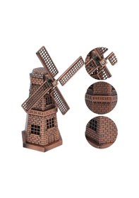 Resim Vintage Metal Hollanda Yel Değirmeni Biblo Antik Bakır 17 Cm 