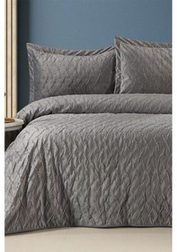 Resim Zara Çift Kişilik Lüks Kadife Yatak Örtüsü Gri Gri 