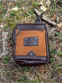 Resim Tantobushcraft Su Geçirmez Deri & Nubuk Kahverengi Motorcu Bacak & Bel Çantası – Outdoor / Motosiklet 