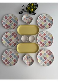 Resim Takım Kahvaltı Colors Noyan 12 Parça 6 Kişilik Desenli 