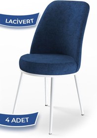 Resim Canisa Concept Dexa Serisi, Üst Kalite Yemek Odası Sandalyesi, Metal Beyaz Iskeletli, 4 Adet Lacivert 