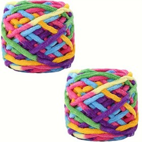 Resim 2 Rulo HDHUIUN Karışık Renk Kalın Polyester İplik, Güzel ve Yumuşak, Örgü, Örgü, Şapka, Battaniye, Çanta, Eşarp, Köpek Pedleri ve Diğer El Sanatları Yapımı İçin 