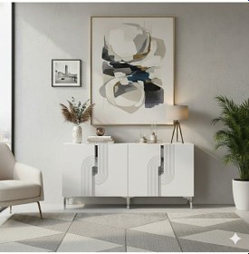 Resim Ka1804bs Meyra180 Konsol, Kahve Köşesi, Tv Sehpası Beyaz-sılver 180cm Beyaz-sılver 