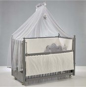 Resim Meltem Kids Mondo Sallanır Ahşap Anne Yanı Beşik 60x120 cm (gri-motto gri) Gri 