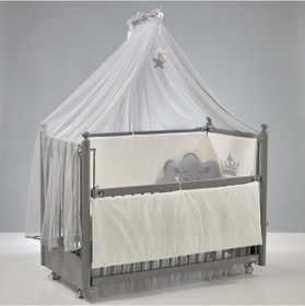 Resim Meltem Kids Mondo Sallanır Ahşap Anne Yanı Beşik 60x120 cm (gri-motto gri) Gri 