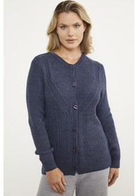 Resim Petek Örgü Düğmeli Triko Hırka - Lacivert 001 