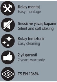 Resim T - may Smart Soft Close Yavaş Kapanan Amortisörlü Klozet Kapağı 