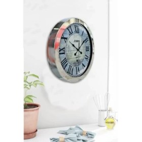 Resim Bahat Krom Çerçeveli Salon Ofis Duvar Saati 36 cm 