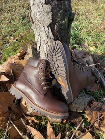 Resim Lento Hakiki Deri Outdoor-trekking Bot Kahverengi 