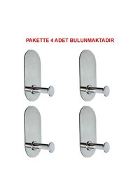 Resim Thincal Kendinden Yapışkanlı Askılık Tekli Oval Krom 4 Lü Paket Çok Renkli 