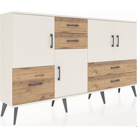 Resim Arges Konsol 4 Raflı 5 Çekmeceli 4 Kapaklı 176x30x99 Aytaşı-aytaşı/çam Aytası/atlas Çam - Aytası 