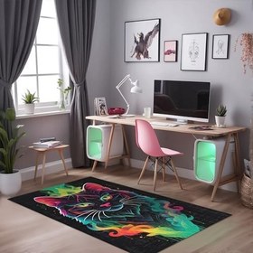 Resim Caty Kadife Oyuncu Odası Halısı Kaymaz Pamuk Tabanlı Yıkanabilir Antibakteriyel Gamer, Gaming Halısı 200x300 