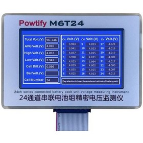 Resim Powtify M6t24 24s Kanallı Yüksek Hassasiyetli Lityum Batarya Gerçek Zamanlı Voltaj Analizörü 