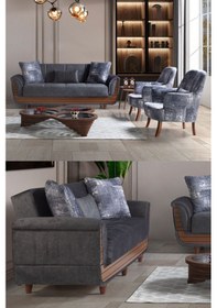 Resim Saray Çekyatlı Koltuk Takımı 3 3 1 1 Gri 