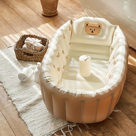 Resim Kore bebek şişme küveti çocuklar için yüksek görünüm seviyesi PVC bebek küveti taşınabilir katlanabilir banyo küveti oyun havuzu şişme küvet seyahat aracı 