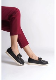 Resim Lızy Bağcıksız Ortopedik Rahat Taban Çiçek Desenli Kadın Babet Ayakkabı Kt - Siyah Siyah 