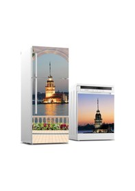 Resim Buzdolabı Ve Bulaşık Makinası Beyaz Eşya Sticker Kaplama Kız Kulesi 