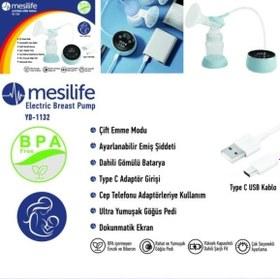Resim Mesilife YD 1132 Elektrikli Göğüs Pompası - USB Şarjlı ve Taşınabilir 