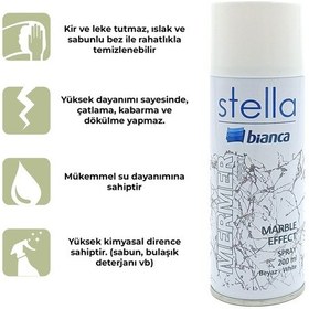 Resim Stella İnce Mermer Efekt Sprey Boya Beyaz 200 Ml BEYAZ 