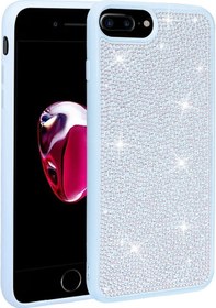 Resim Apple Uyumlu iPhone 7 Plus Kılıf Parlak Taşlı Gösterişli Tasarımlı Kapak Ston Derin Mor 
