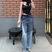 Resim Şık Kelebek Düğümlü Kadın Etek Üzeri Şeffaf Çiçek Desenli, Asya Koleksiyonu Polyester Elyaf Aksesuar, Güç Gerektirmeyen, Şık Bel Sıkma Etkisi, Hafif Tek Katman Kalça Örtüsü - Siyah ve Beyaz Renklerde Mevcut 