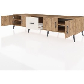 Resim Kronos Tv Ünitesi 2 Raflı Tek Çekmeceli 4 Kapaklı 220x59x51 Çam-çam/aytaşı Atlas Çam/aytası - Atlas Çam 