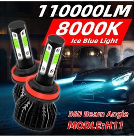 Resim Dashanshop 2 Adet 8000k Buz Mavisi H11 Led Far Ampulü Yüksek Düşük Beam 110000lm Ultra Parlak 