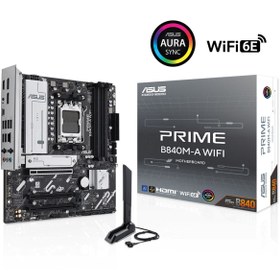 Resim ASUS Prime B840M-A WIFI AMD B840 Soket AM5 DDR5 7600+(OC)MHz mATX Gaming (Oyuncu) Anakart 