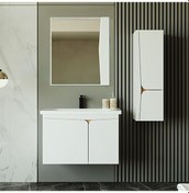 Resim Denko Erel 65 Cm Mdf Beyaz Banyo Dolabı Takımı + Boy Dolabı Beyaz 