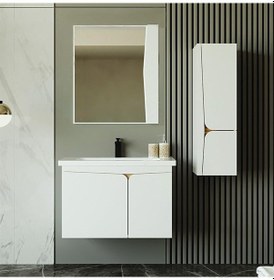 Resim Denko Erel 65 Cm Mdf Beyaz Banyo Dolabı Takımı + Boy Dolabı Beyaz 