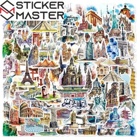 Resim Seyahat Sticker Seti | 50 Parça Dünya Turu Valiz Etiketi | Sticker Master - Model 3 
