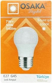 Resim Osaka 7W (50W) Beyaz Işık E27 Duylu Led Ampul, 10 Adet 