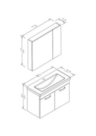 Resim Orka Bafa 80 Cm Mdf Beyaz Banyo Dolabı Takımı Beyaz 