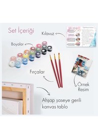 Resim Sayılarla Boyama Seti 40 X 50 Cm Tuval Şasesine Gerili Göl Manzarası 