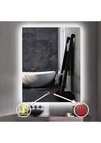 Resim 60x80 H Cm Buğu Çözücülü Dokunmatik Işıklı Ledli Banyo Aynası 