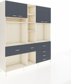 Resim Hyperion Dolap 11 Raflı 6 Çekmeceli 4 Kapaklı 220x44x243 Aytaşı-antrasit/antrasit Antrasıt/antrasıt 