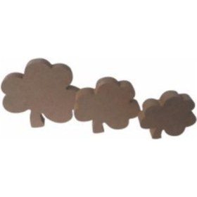 Resim 3 Lü Yonca Mdf Ahşap Obje 18 Mm 