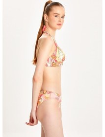 Resim Too Salty Swimwear Kadın Renkli Şal Desen Toparlayıcı Boyundan Bağlı Klasik Bel Bikini Takımı 24s108st Renkli 