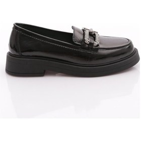 Resim Dgn 9002 Kadin Düz Taban Loafer Ayakkabi Siyah 