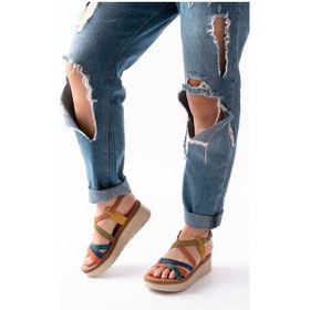 Resim 730-153 Multi Ortopedik Hakiki Deri Dolgu Kadın Sandalet 