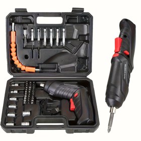 Resim 48 parça Elektrikli Vidalama Seti 4.2V Şarj Edilebilir Lityum Pil Çok Fonksiyonlu Mini Katlanır Matkap Aleti, 90° Dönebilir ve Katlanabilir El Matkabı, USB Şarj 