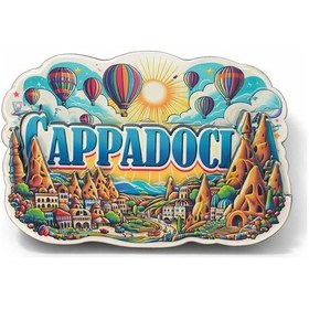 Resim Ahşap Buzdolabı Magneti Model 1 Kapadokya Temalı 