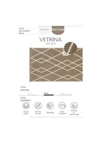 Resim Cool Halı Vetrina 3608 Vizon Geometrik Desen Uzun Hol Koridor Yatak Odası Halı Kesme Halı Yolluk 