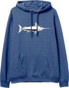 Resim Fish Baskılı Hoodie-Royal Mavi Lambuka Store