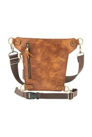 Resim twingold Kişiye Özel %100 Deri Unisex All in One Bel ve Bacak Çantası - Camel 