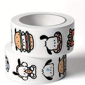 Resim Sanrio Pochacco Sticker Rulosu - Günlükler, Masaüstleri, Anime Hayranları & El İşleri için Sevimli Karikatür Dekoratif Stickerlar, Oyunbaz Yiyecek & Karakter Tasarımları ile Beyaz Arka Plan, Anime Stickerlar 