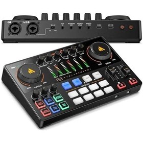 Resim Çift Xlr Girişli Podcast Mikseri İle Ses Kaydınızı Yönetim 
