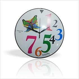 Resim M3 Decorium Ev Ofis Okul Kreş Dershane Çocuk Renkli Kalın Büyük Rakkam 35 cm Bombe Ön Camlı Sessiz Duvar Saati 